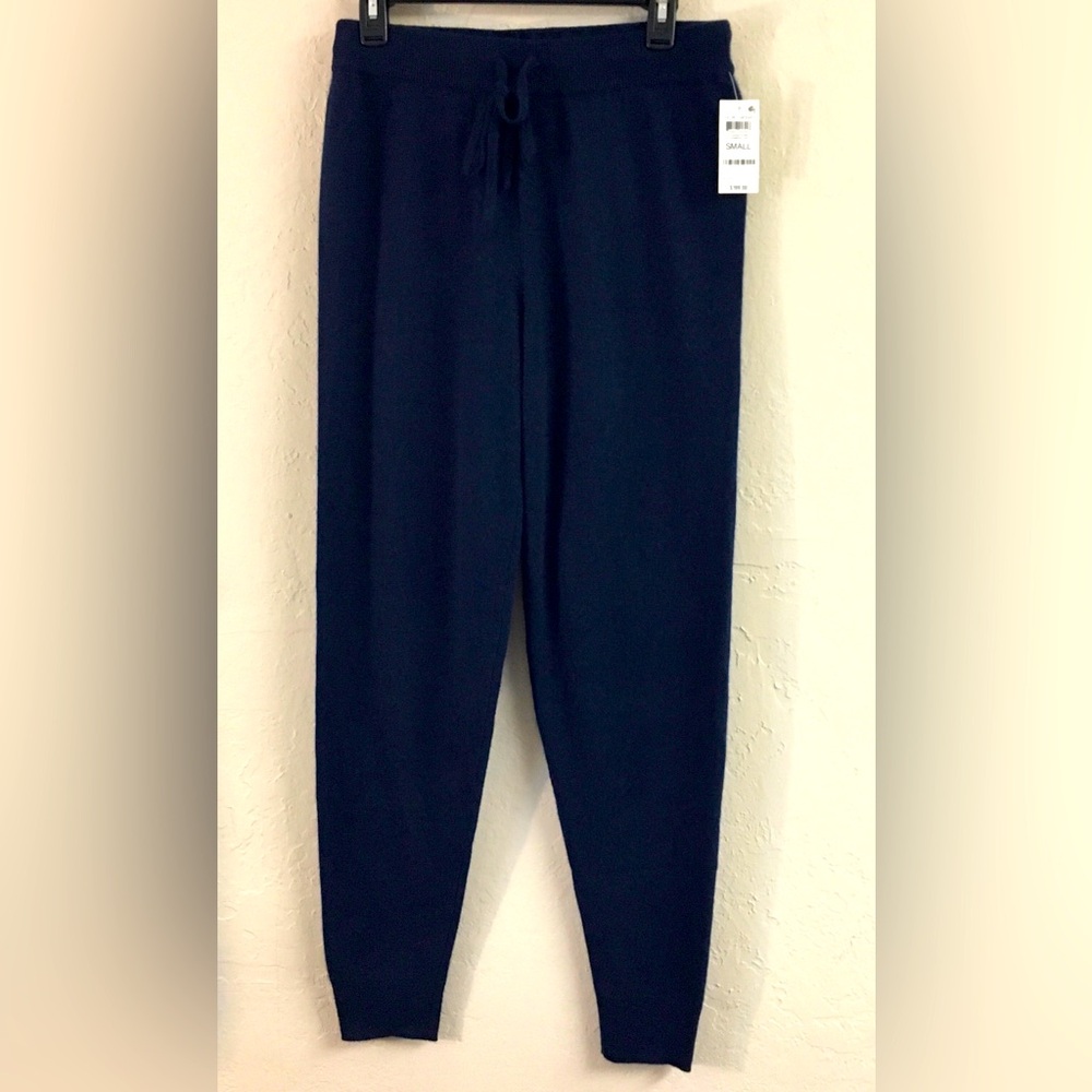 Charter Club Luxury 100% Cashmere Joggers Small Navy Blue Minimal Soft Cozy Fall